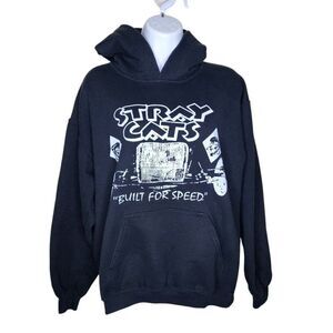 Stray Cats Built For Speed Pullover Hooded Hoodie Sweatshirt Womens L Black